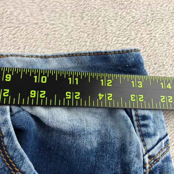 Rebel Love Womens Jeans Size 7/8 Skinny Distressed Blue Denim Applique Y2K Casua - Picture 4 of 16